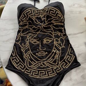 Versace Black Swimwear with Gold Accents
